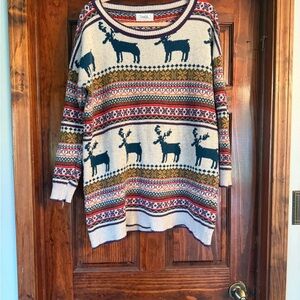 Multicolor Reindeer Pattern Sweater